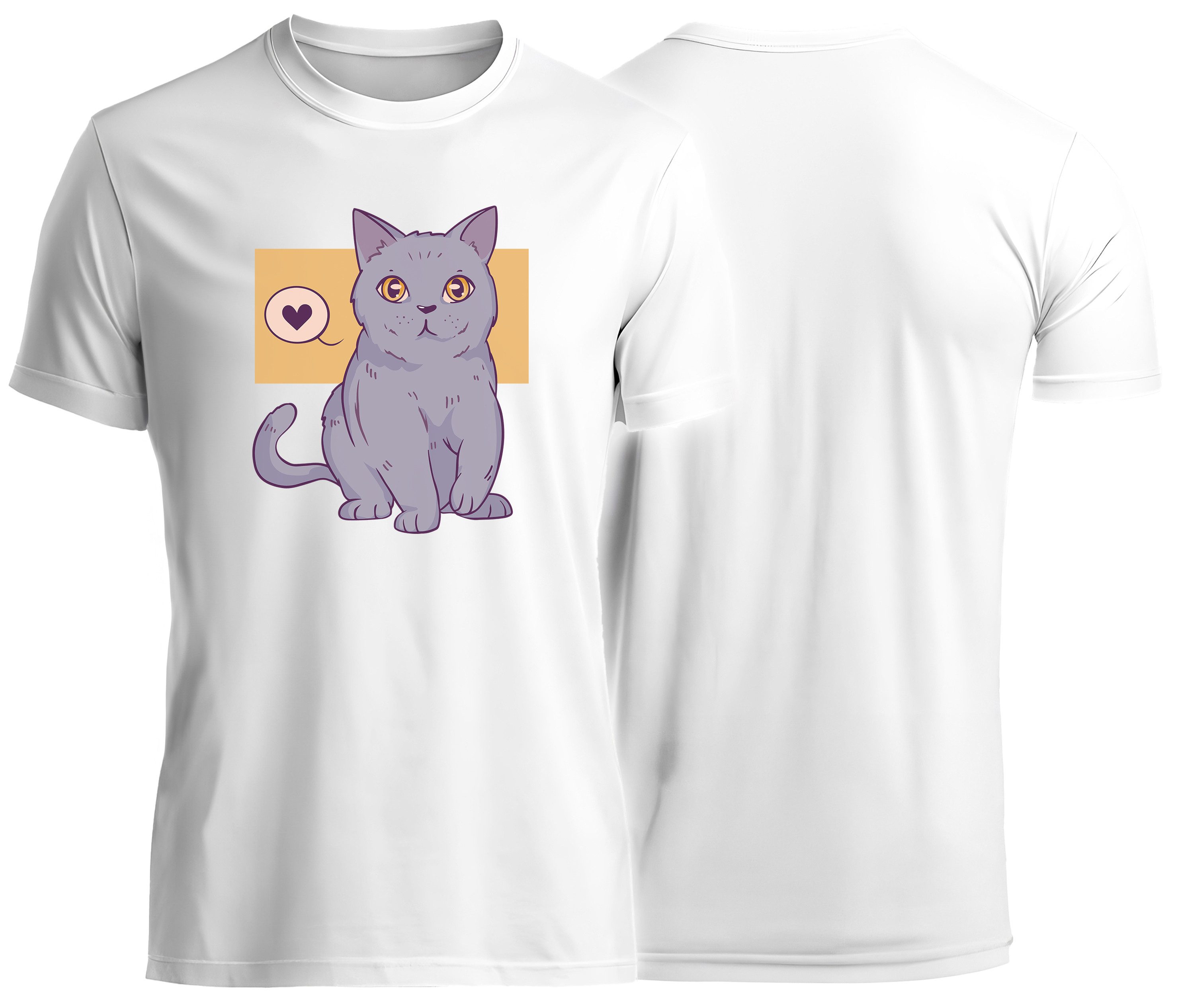T-Shirt Katzen print Shirt mit Herz