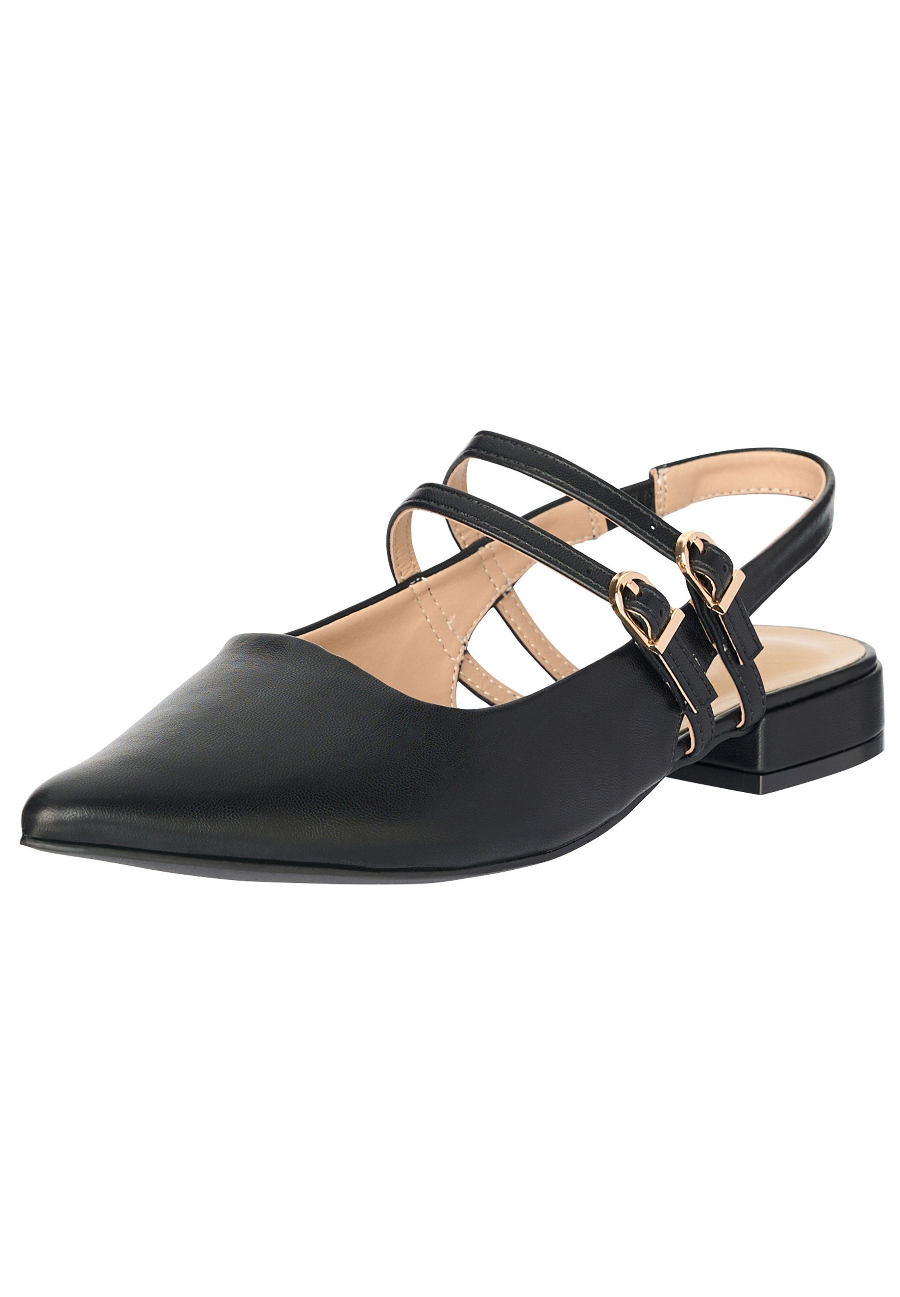 Salinyang Damen Slingback Ballerinas Spitz mit Riemchen & Schnalle Flach Sandalette