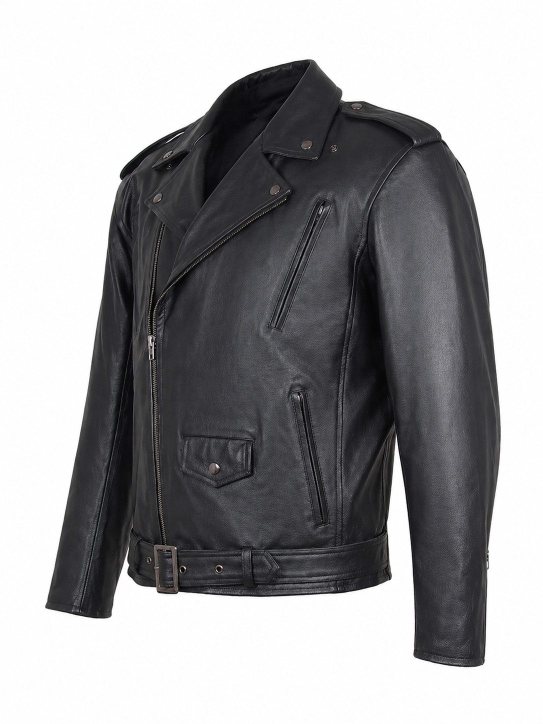 roleff Motorradjacke RO666 - Chopper-Lederjacke im Brando-Stil inklusive Protektoren