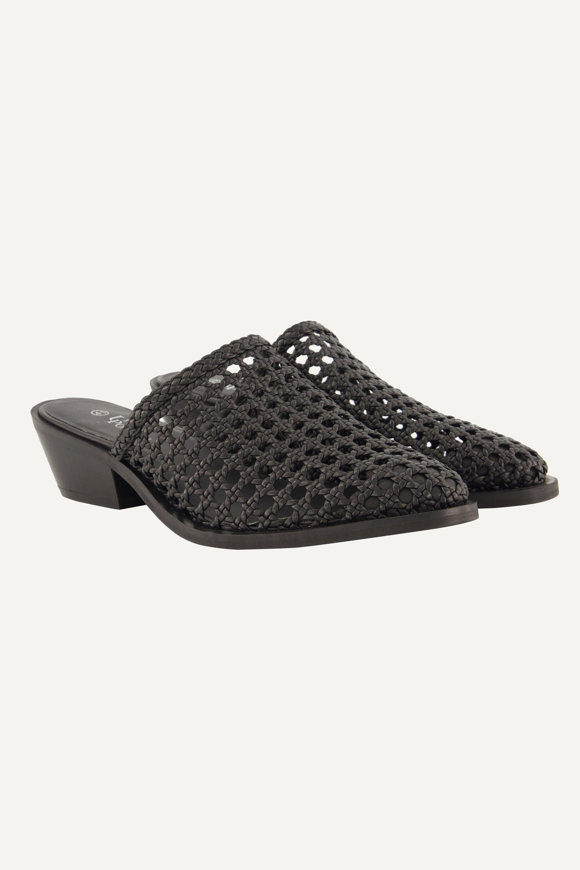 Leder-Mules Flechtoptik Nappaleder Weite H Pumps