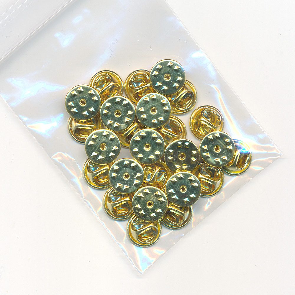 hegibaer Anstecknadel 25 neue goldfarb​ene Verschlüss​e Butterfly Clips für Pin Anstecker (25-tlg), Beste Qualität
