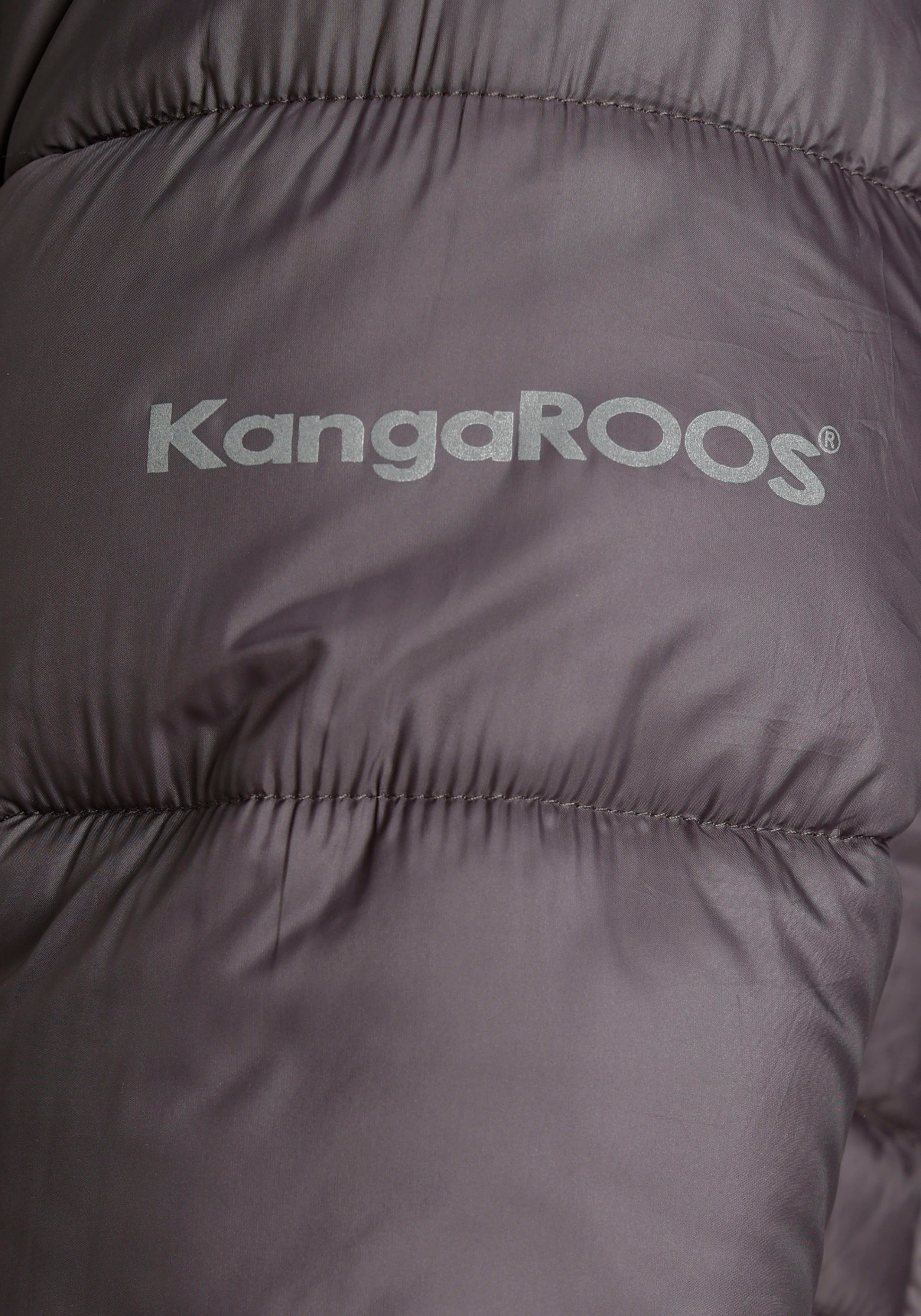 KangaROOS Steppmantel mit abnehmbarer Kapuze (Jacke aus nachhaltigem darkgrey Material)