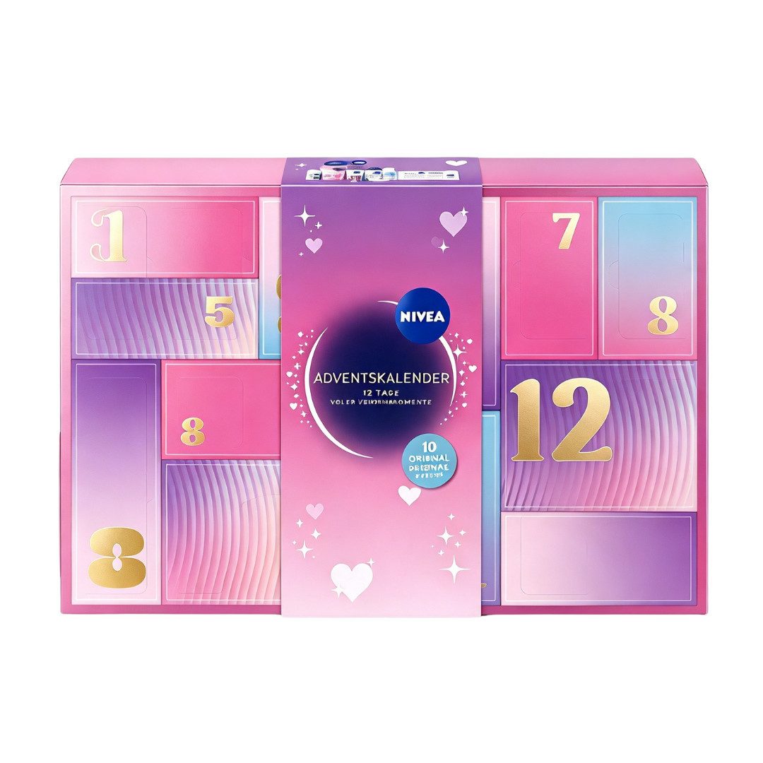 Nivea Adventskalender Teen 2026 12 tlg Beauty Frauen & Mädchen Kosmetik Weihnachtskalender (Set, 12-tlg), 12 PFLEGE Produkte Advent Kalender Damen Frau Geschenkset