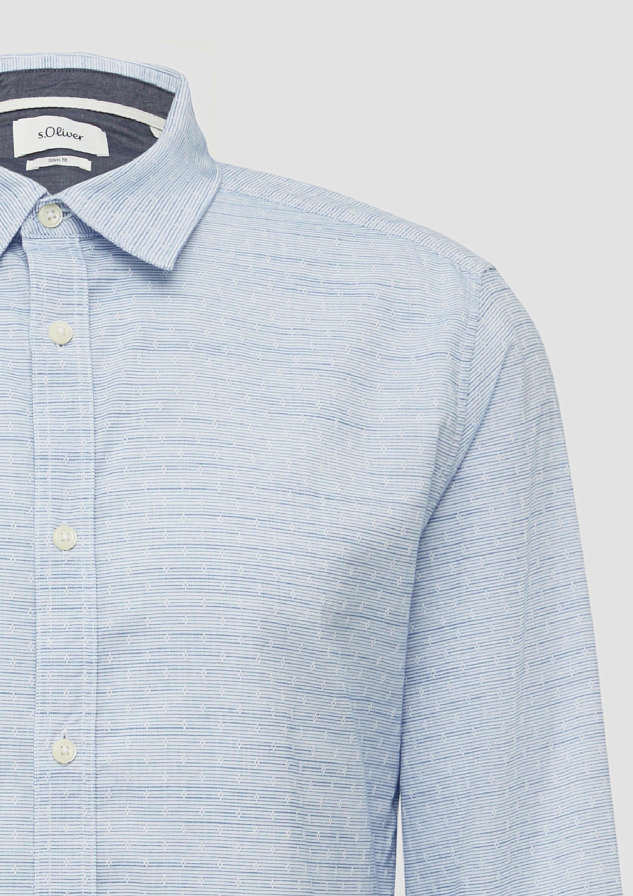 s.Oliver Langarmhemd Hemd Slim Fit: Strukturiertes Hemd mit Kentkragen