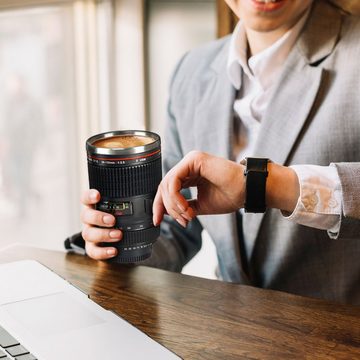 Goods+Gadgets Tasse Kamera-Objektiv Thermobecher, Edelstahl, Kaffee to-go Becher 300 ml