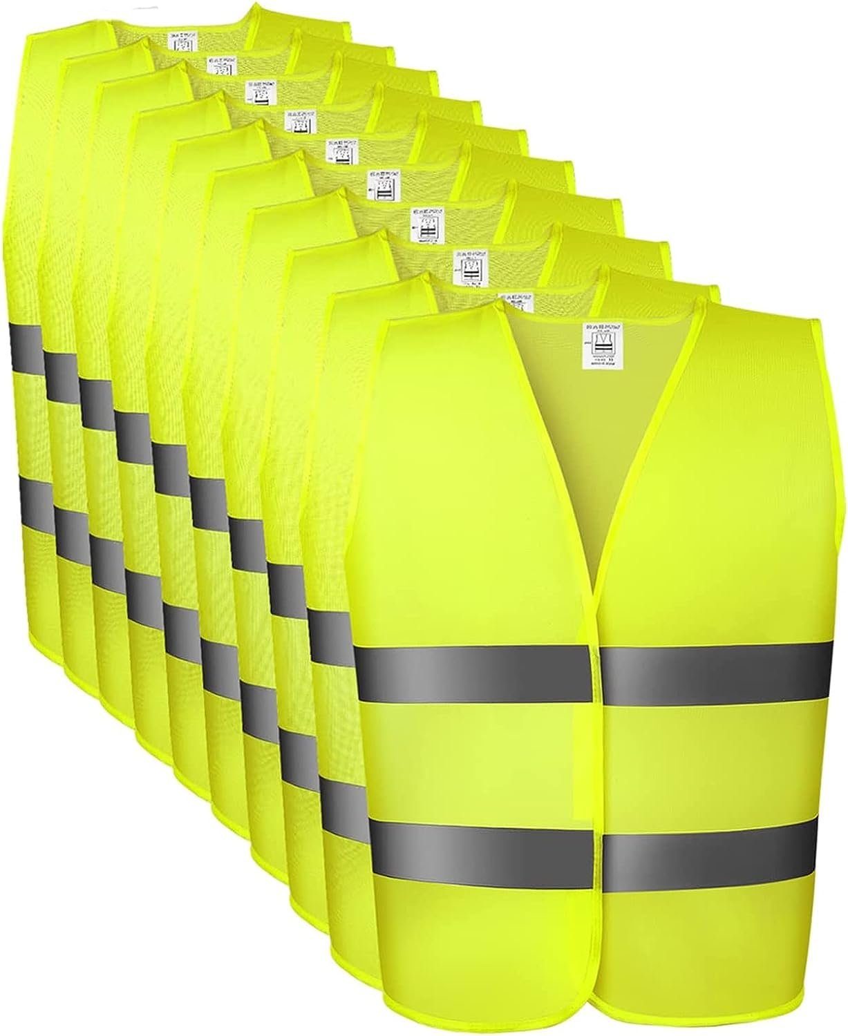 autogadget® Warnweste ISO20471 gelb mit Vertikalstreifen