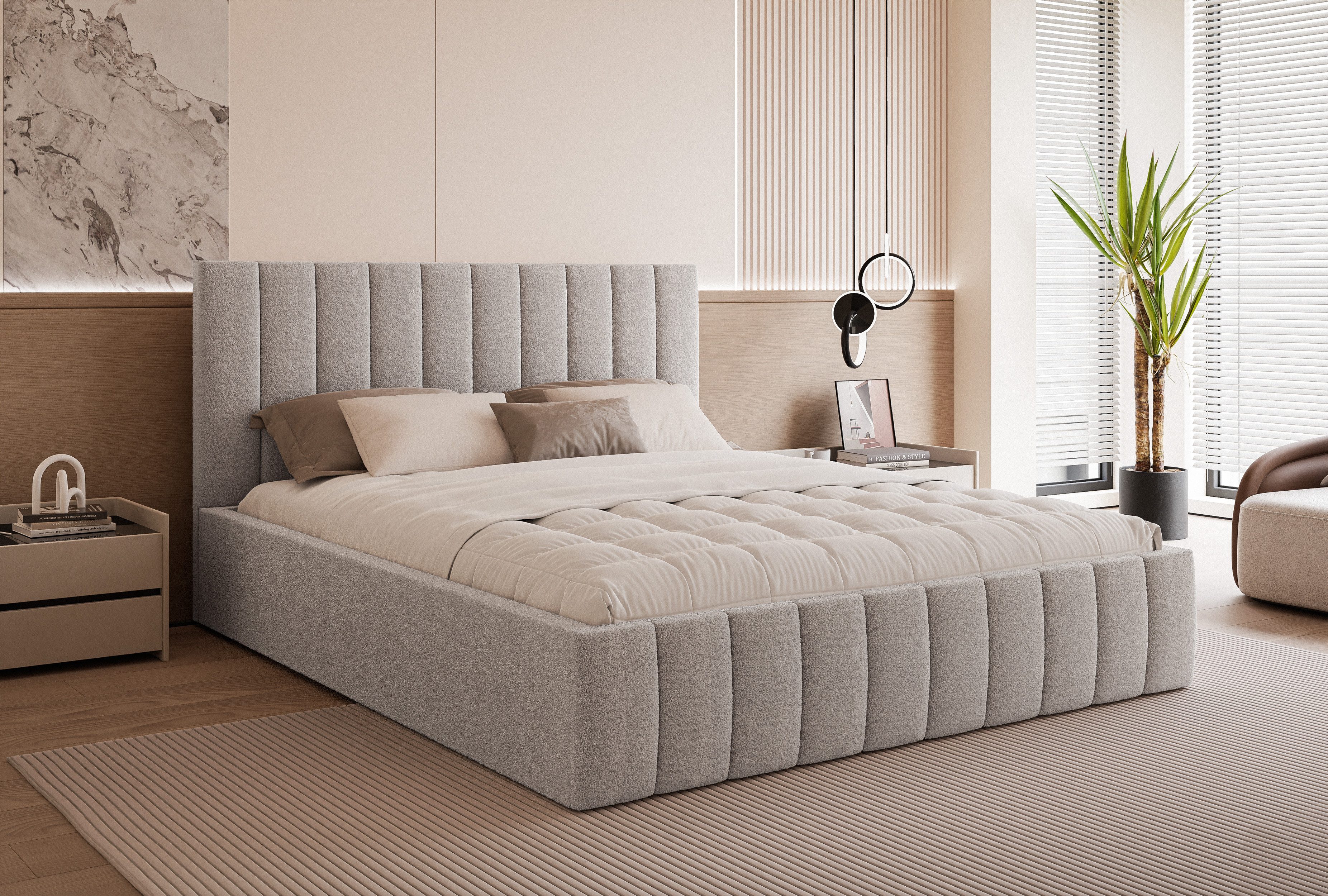 Goldstoff Polsterbett Elegantes Bett mit hohem günstig online kaufen