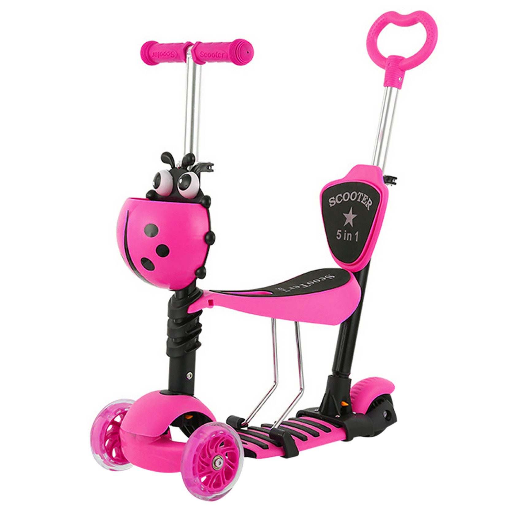 OUNUO Dreiradscooter Multifunktionaler Kinderroller mit LED Räder, für Kinder ab 2 Jahren
