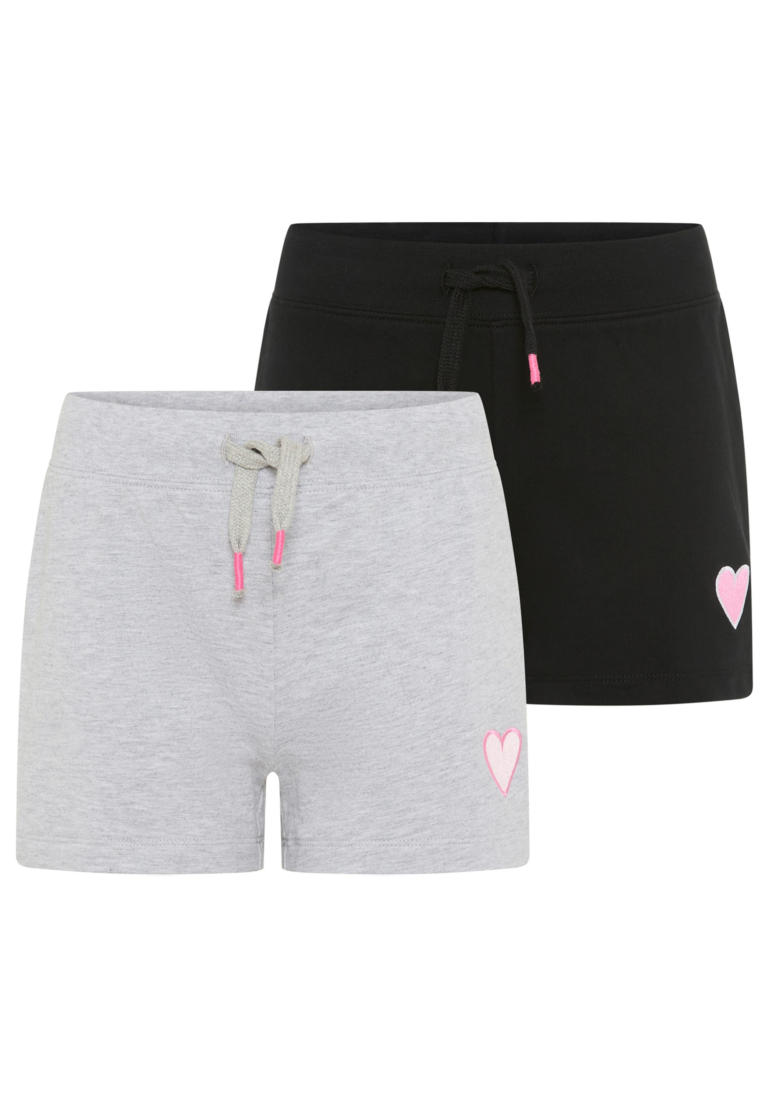 H.I.S Shorts 2er Pack Sweat-Shorts mit Stickerei für Mädchen (Packung, 2-tlg., 2) für Mädchen, mit Gummizug am Bund, aus Baumwolle und Viskose