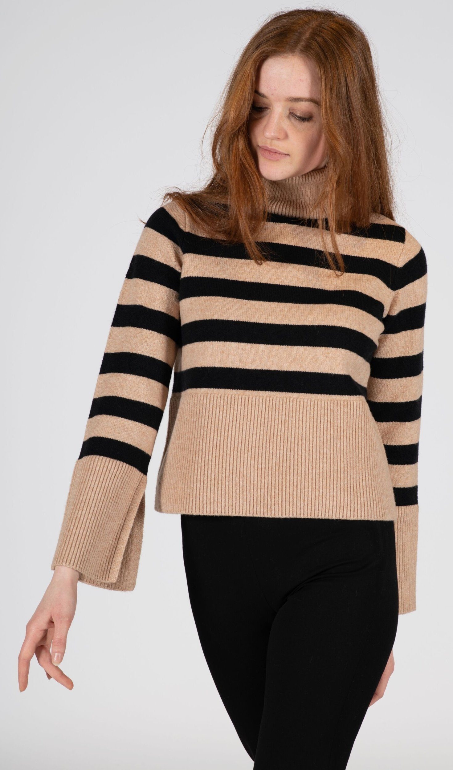 THE FASHION PEOPLE Rundhalspullover Cropped striped, Turtleneck