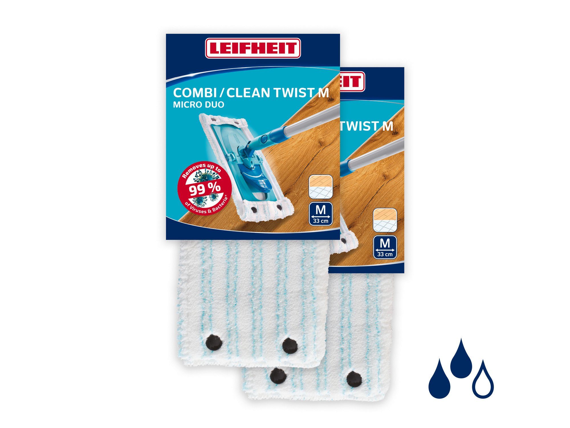 Leifheit Bundle Wischbezug CLEAN TWIST M / Combi M micro duo (2er Set) Wischbezug