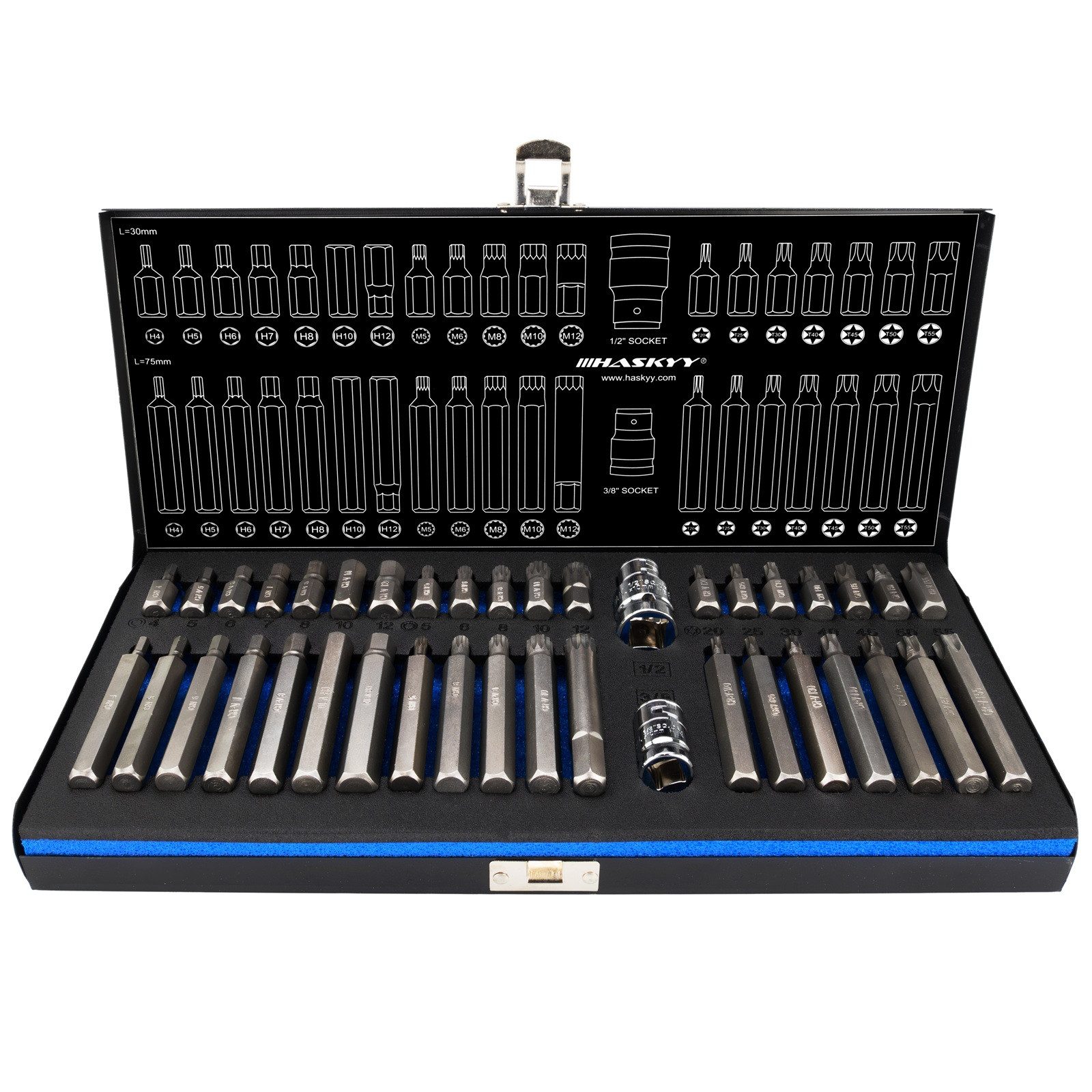 HASKYY Bit- und Steckschlüsselset HASKYY Vielzahn Steckschlüssel Satz Torx XZN Bit Innensechskant Set
