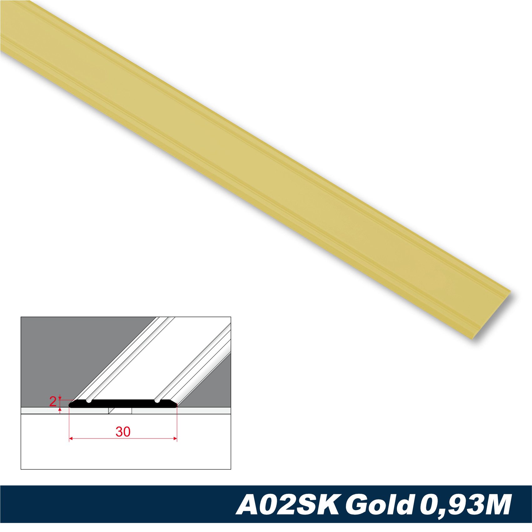 Effector Übergangsprofil (Übergangsschienen aus eloxiertem Aluminium, Bodenleiste (0,93 Meter gold) Universal Abdeckleisten Fugenschiene Leisten)