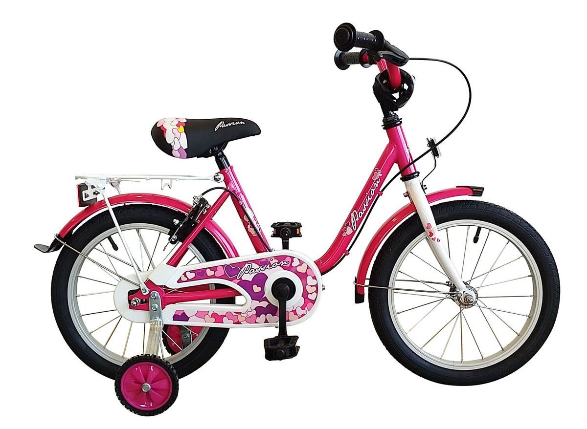 T&Y Trade Kinderfahrrad 18 Zoll Fahrrad Mädchen Kinder Kinderfahrrad Gepäckträger, Bike Rad City PASSION, Stützräder