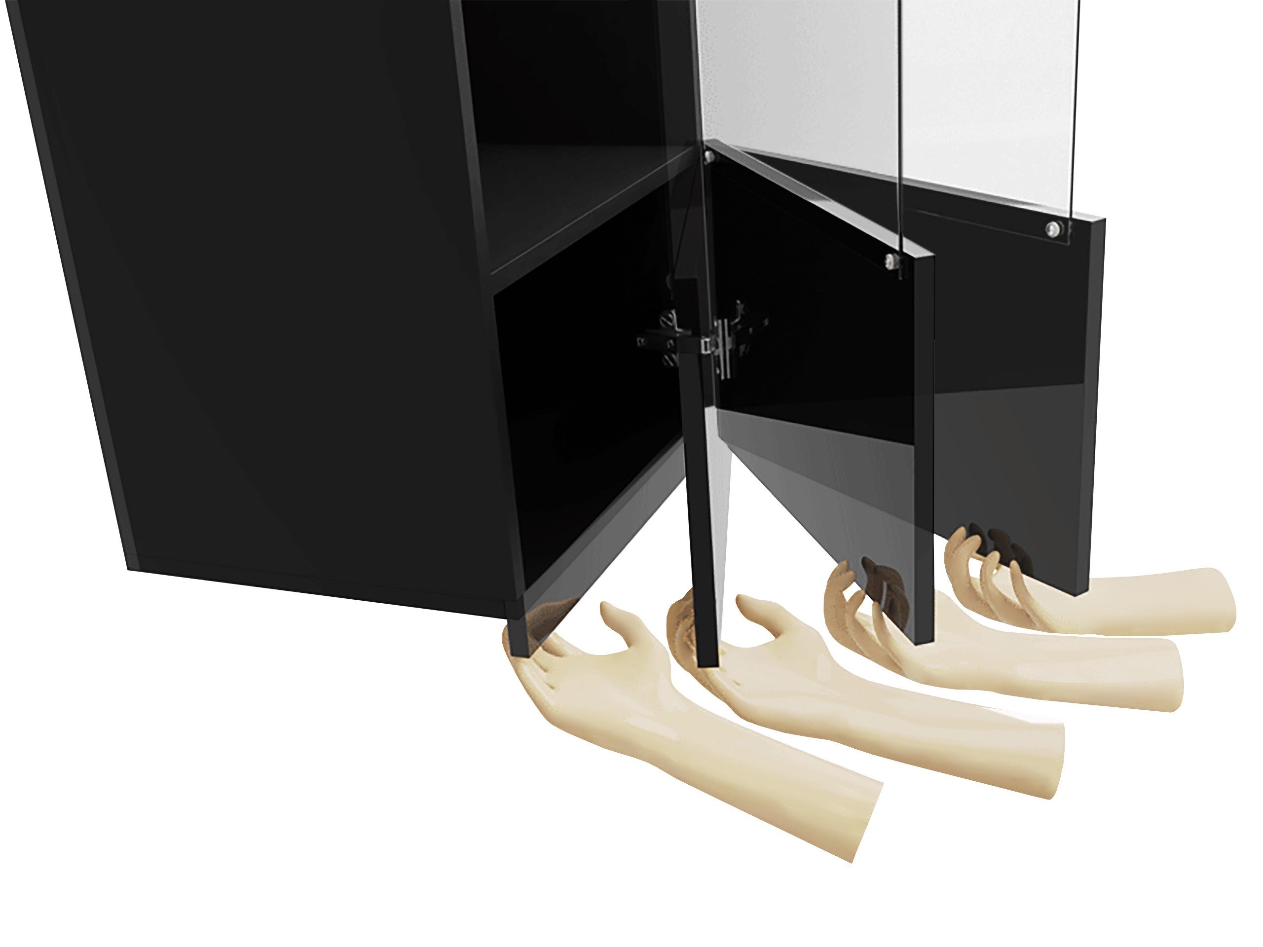 MIRJAN24 Vitrine Calabrini 05 (mit Drehtür) Gehärtetes Glas, LED-Beleuchtung als Option