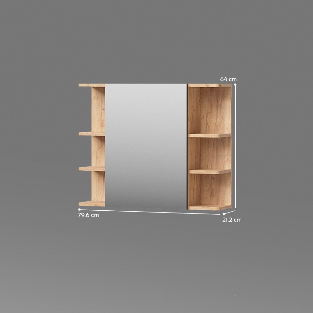 Livinity® Badezimmerspiegelschrank Fucino, Goldkraft Eiche/Anthrazit, 79.6 x 64 cm (1-St)