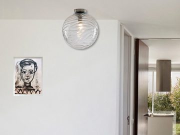 meineWunschleuchte LED Deckenleuchte, Dimmfunktion, LED wechselbar, Warmweiß, Designer Glas-kugel Lampenschirm Ø 25cm, Treppenhaus & Ankleidezimmer