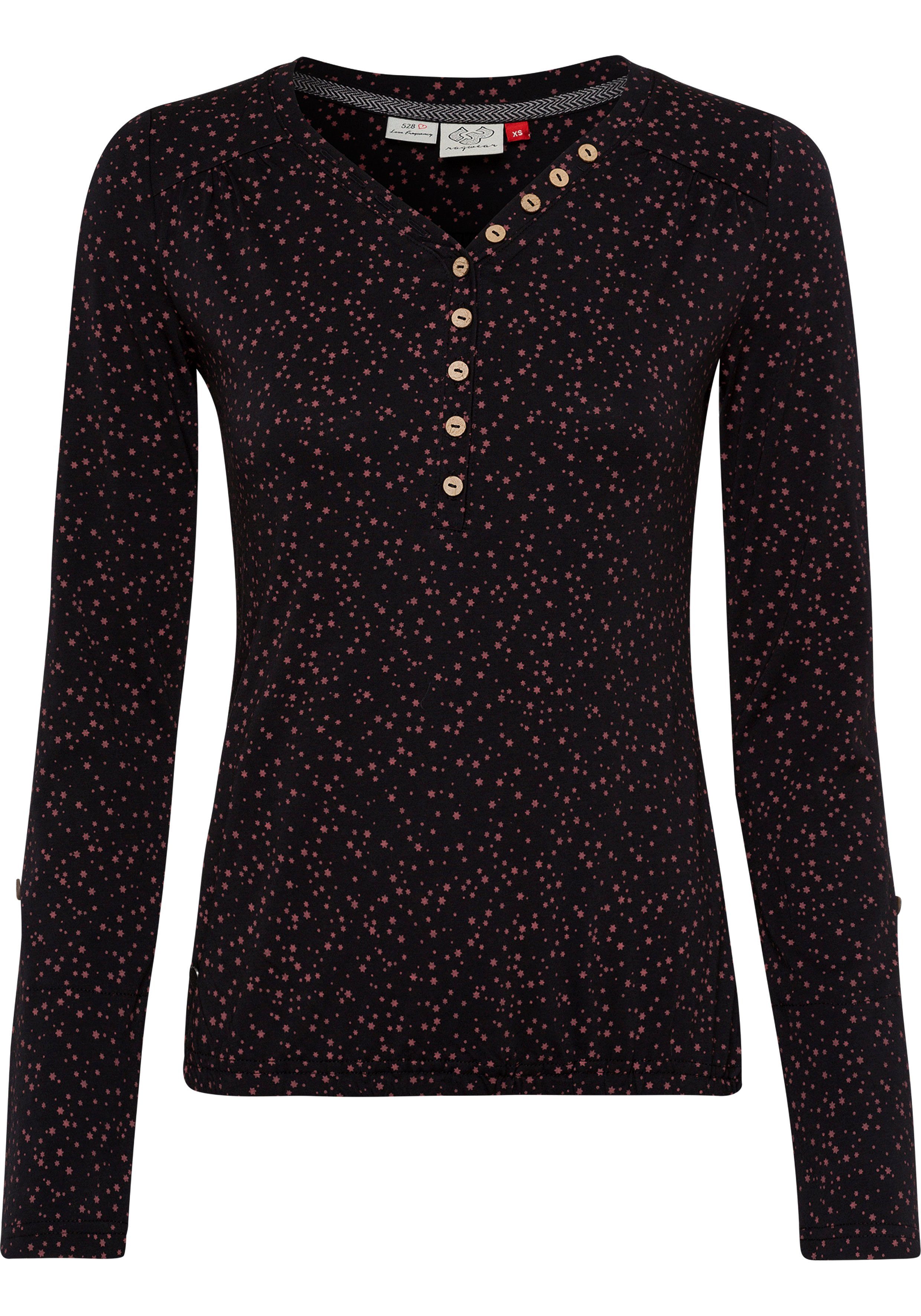 1010 Ragwear PRINT Langarmshirt mit Knopfleiste PINCH BLACK