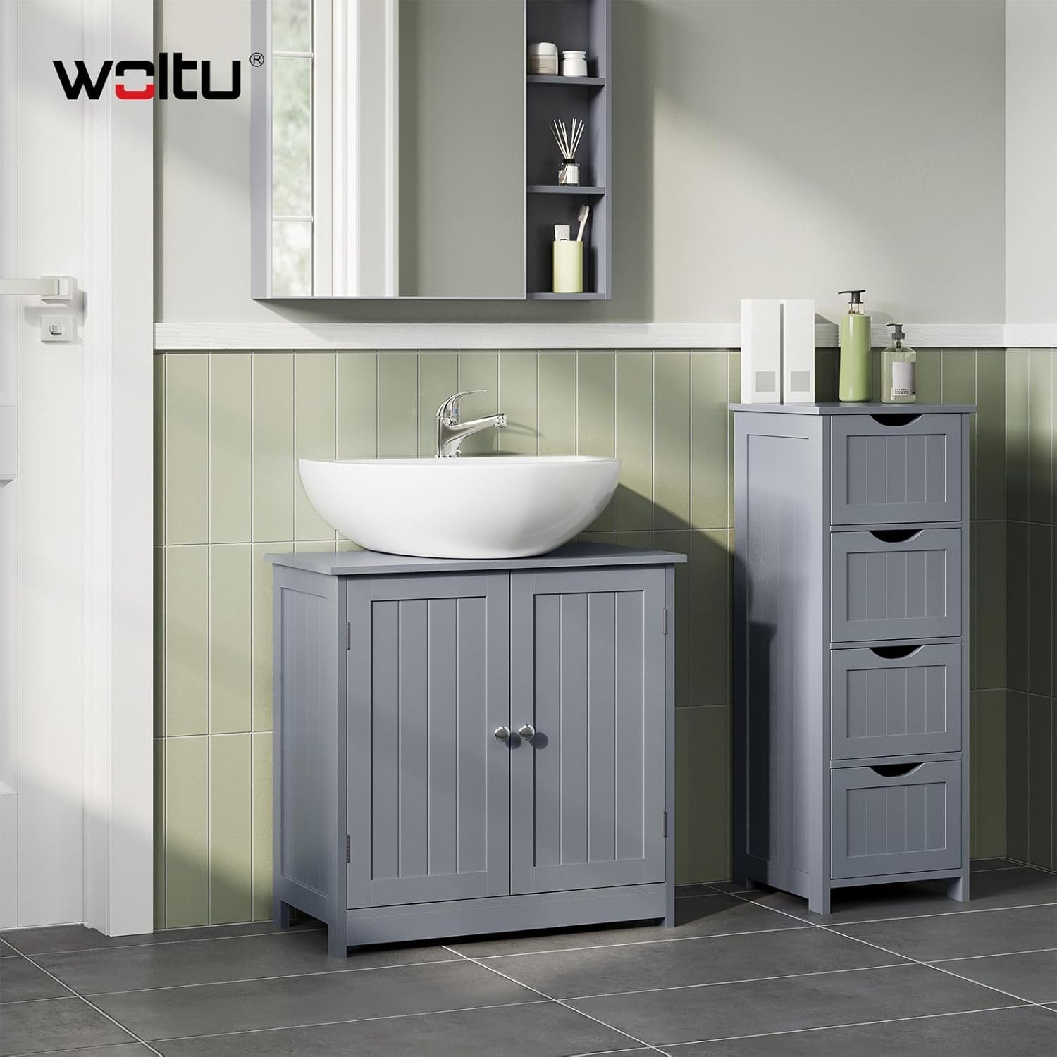 Woltu Waschbeckenunterschrank (1-St) Badezimmerschrank mit 2 Türen, 60x60x3 günstig online kaufen