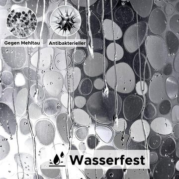 MAGICSHE Duschvorhang Antischimmel 3D-Kieselstein-Muster Halbtransparent 180x200 Breite 120 cm (1-tlg)