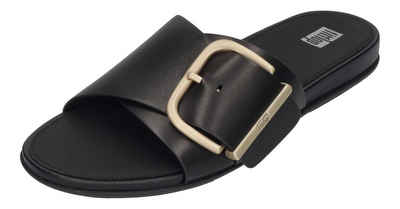 Fitflop GRACIE MAXI-BUCKLE LEATHER SLIDES Zehentrenner Black