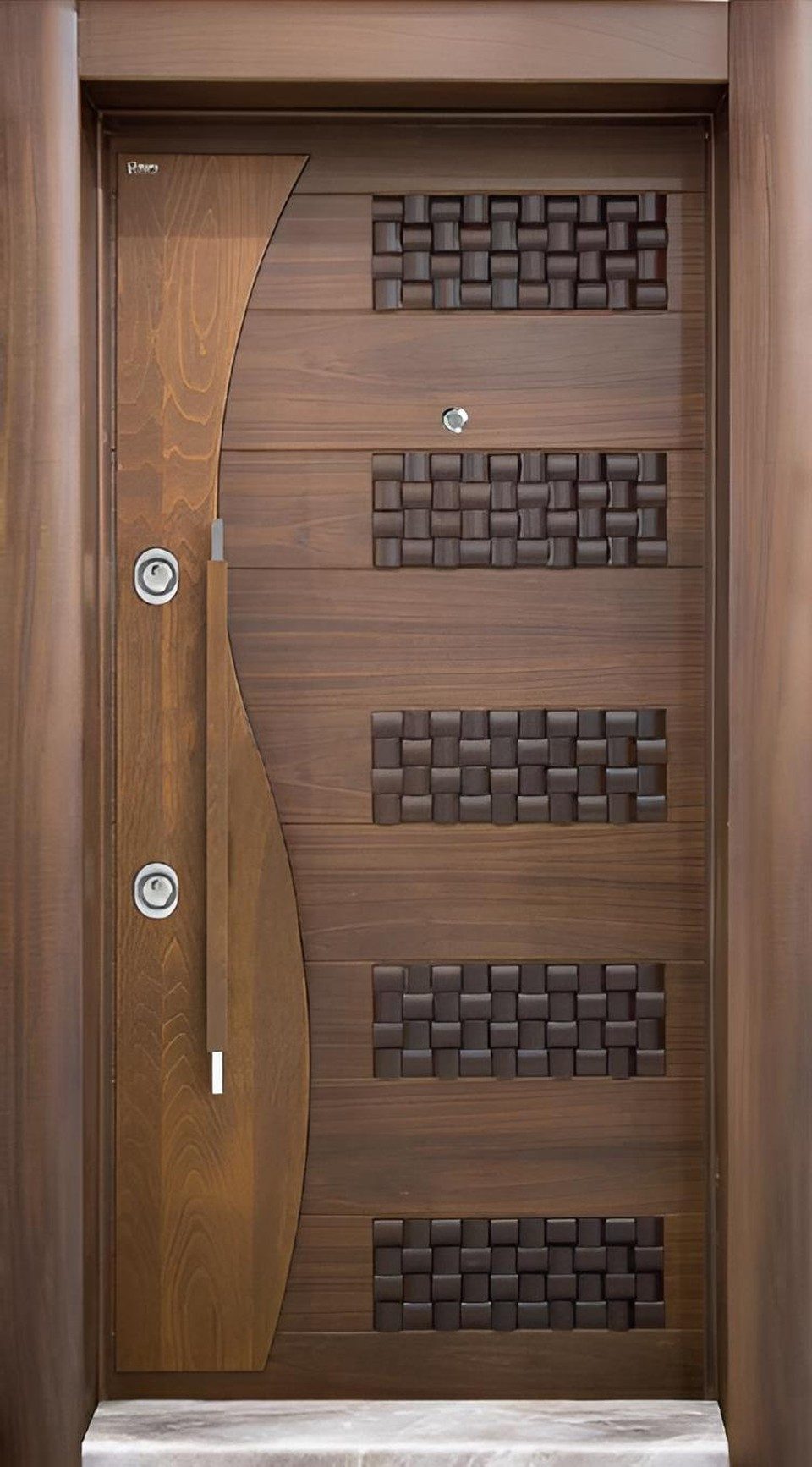 Xlmoebel Haustür Hellbraune Designer Eingangstür Faserplatte Hoteltüren, Made in Europa