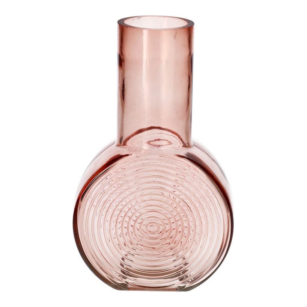 INNA-Glas Dekovase Runde Dekovase ORESTINO aus Glas, rosa-klar, 14x7,5x22,5 cm