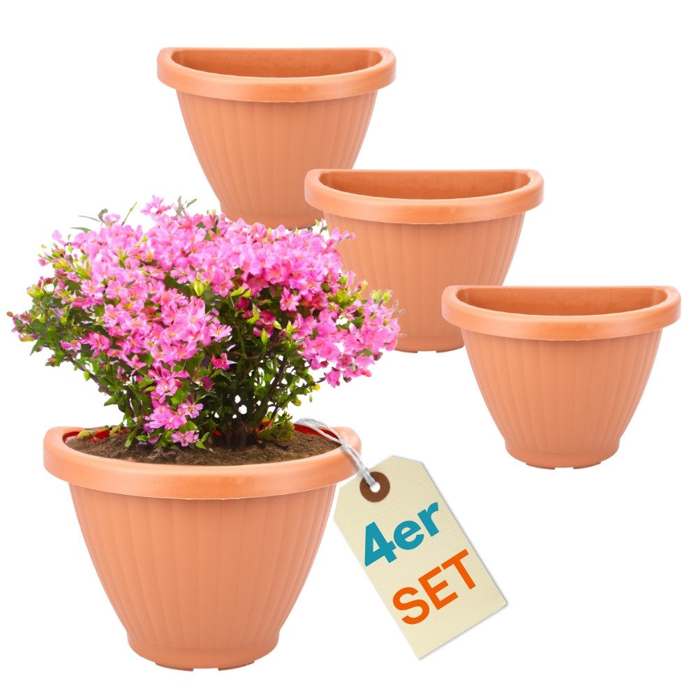 GarPet Blumentopf 4er Set Blumentopf Wand Blumen Vase Pflanzen Halterung 30 Terrakotta