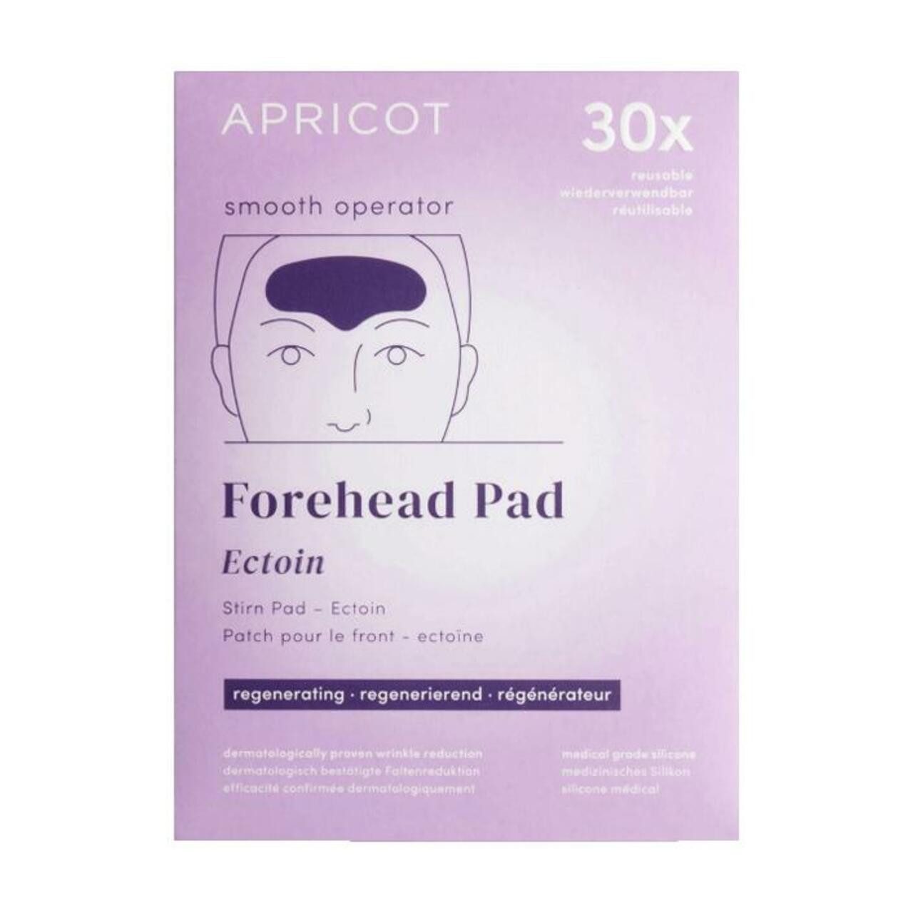 Apricot Gesichtsmaske Forehead Pad Ectoin „smooth operator“ aus medizinischem Silikon - 30 x, 1-tlg., für Alle Hauttypen vegan