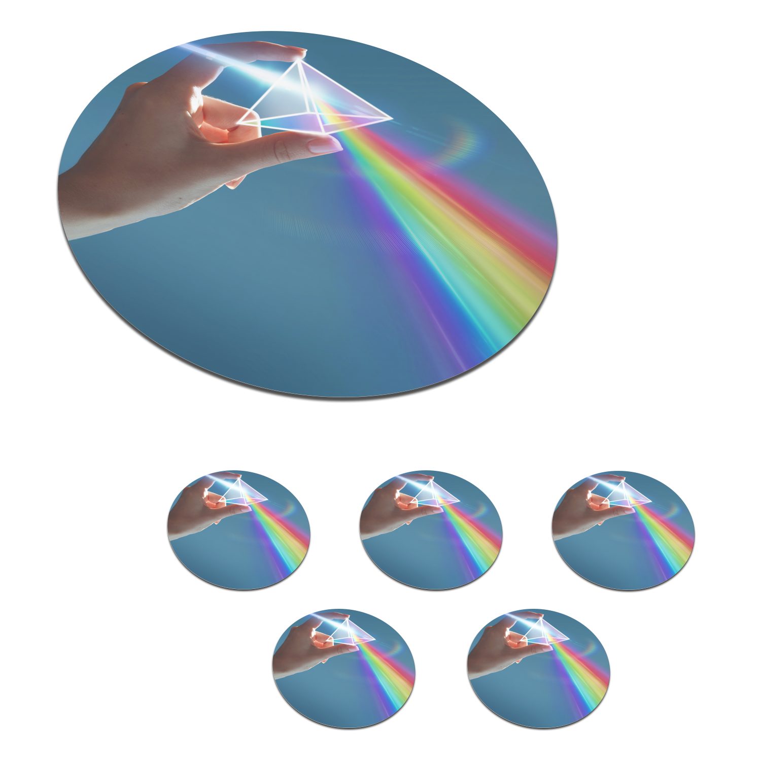 Eine große Auswahl an Produkten! MuchoWow Glasuntersetzer Regenbogen Becher Prisma, Gläser, erscheint 6-tlg., Tasse, Zubehör durch Tassenuntersetzer, für Korkuntersetzer, Getränkeuntersetzer