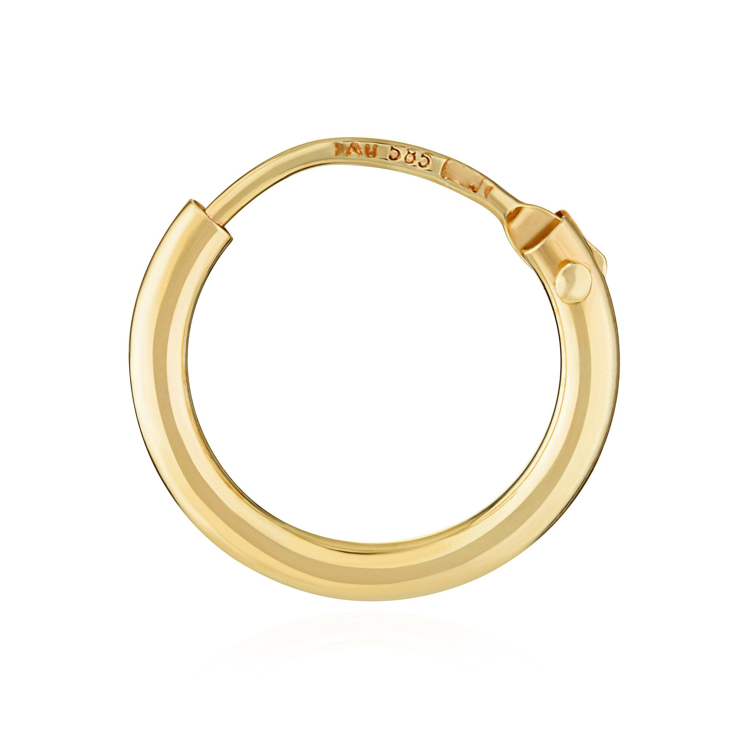 NKlaus Single-Creole 585 Echt Gold Einzel Herren Klapp Creole Ohrring O