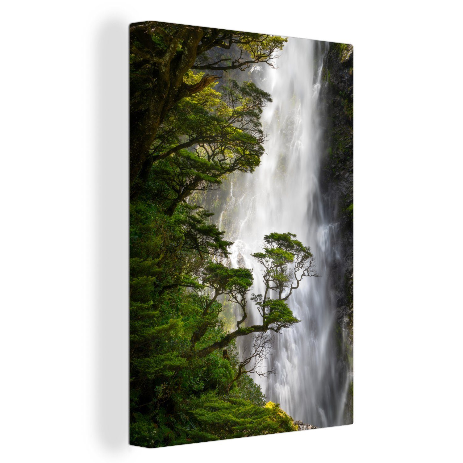 OneMillionCanvasses® Leinwandbild Wasserfall im Arthur's Pass National Park auf der Südinsel, (1 St), Leinwandbild fertig bespannt inkl. Zackenaufhänger, Gemälde, 20x30 cm