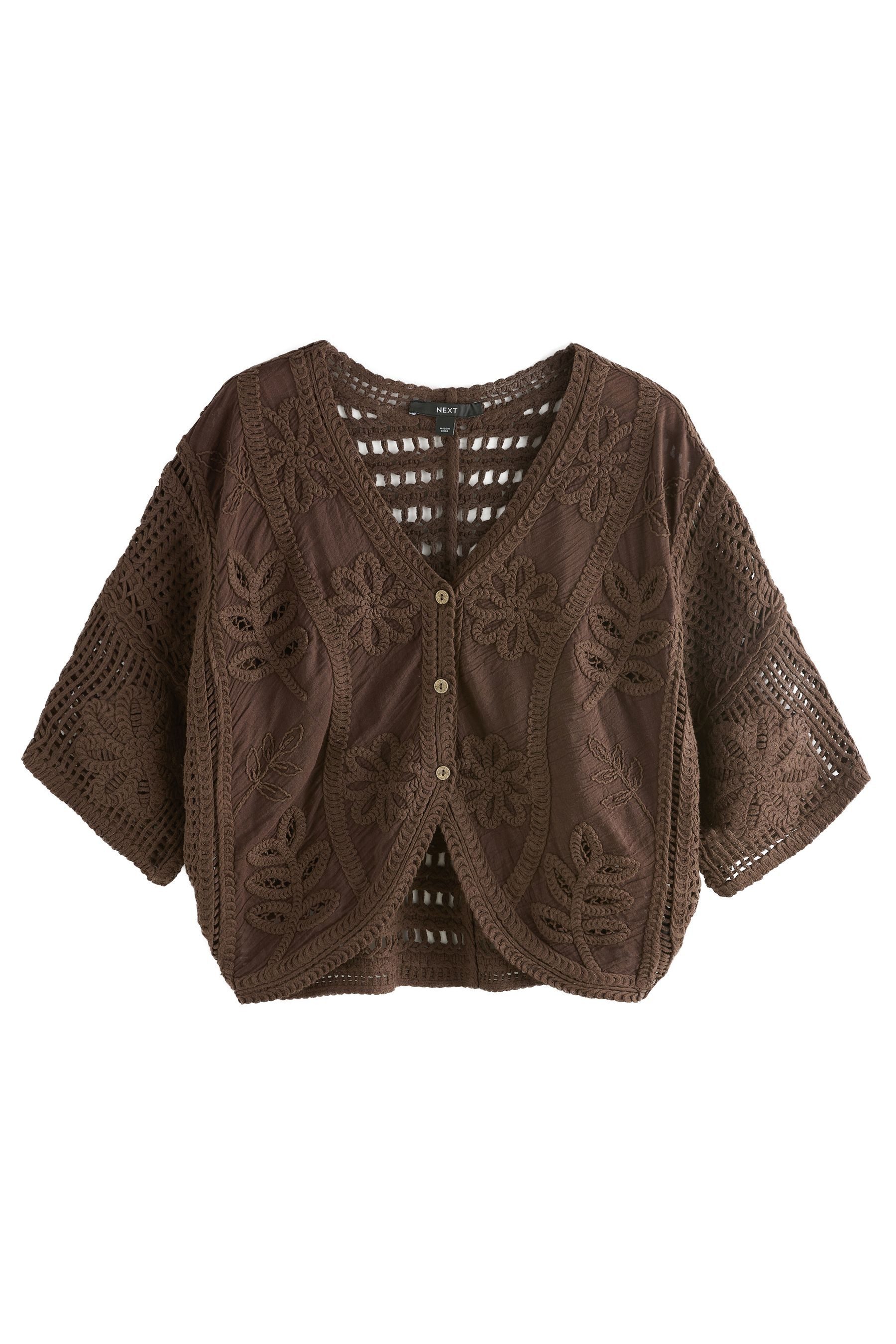 Strickjacke Gehäkelter Kurzarm-Cover-up