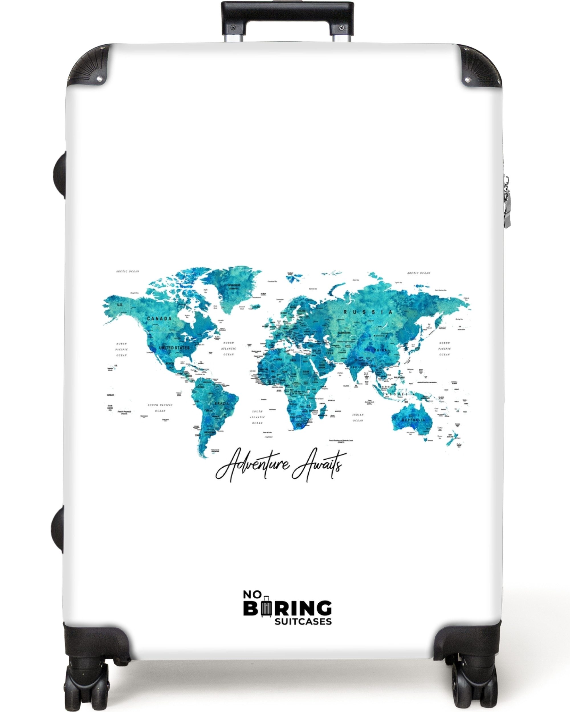 NoBoringSuitcases.com© Hartschalen-Trolley Weltkarte - Blau - günstig online kaufen