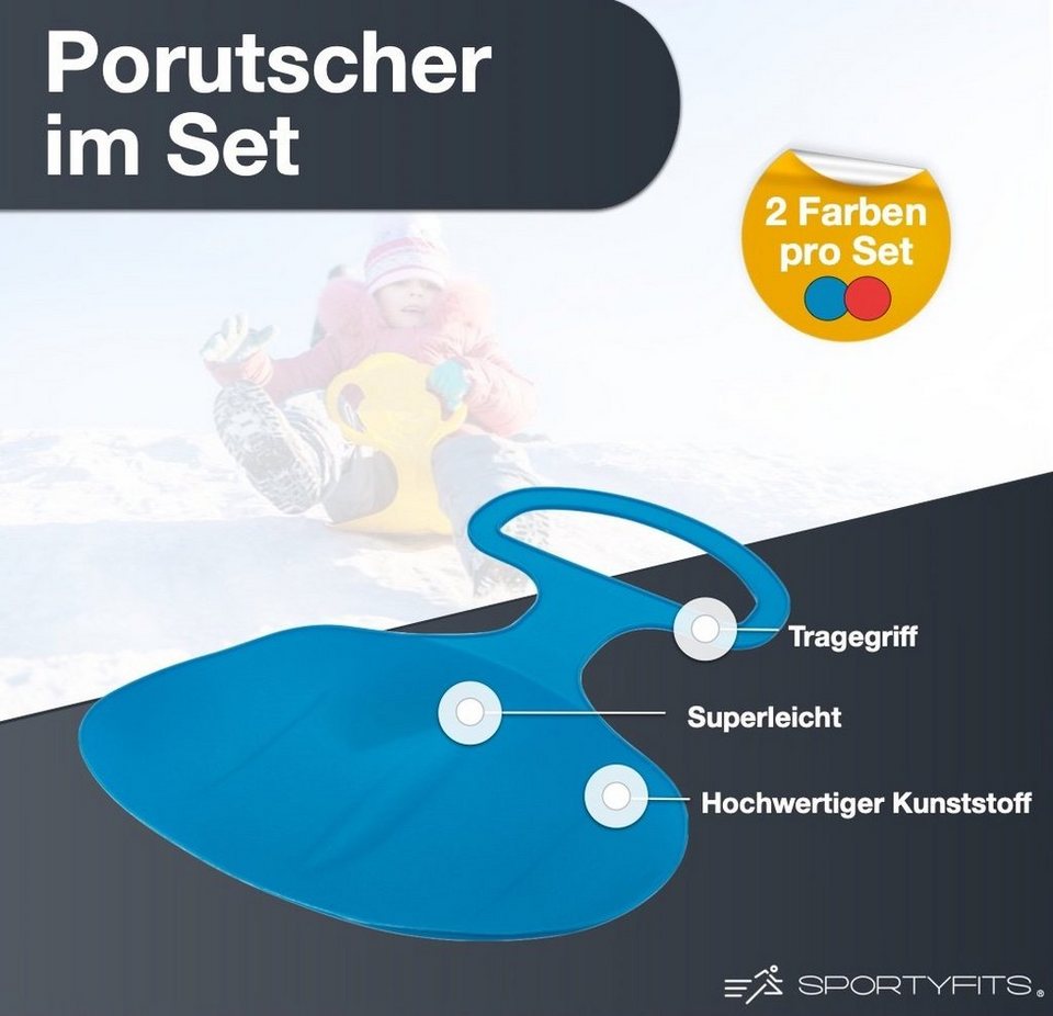 Sportyfits® Schneerutscher 2er Set Schlitten Bob blau & rot - für