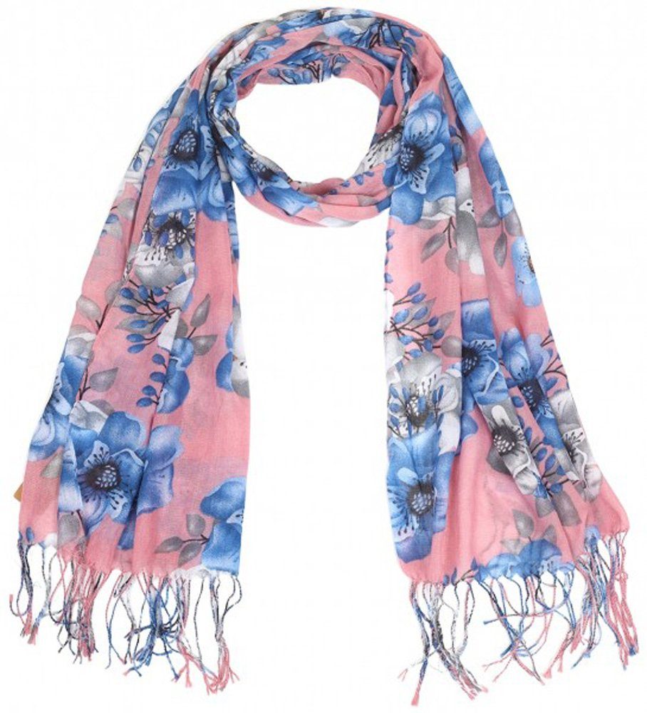 Goodman Design Modeschal Scarf Flowers Tassels Damen Fransen Schal, angenehmer Tragekomfort Pink