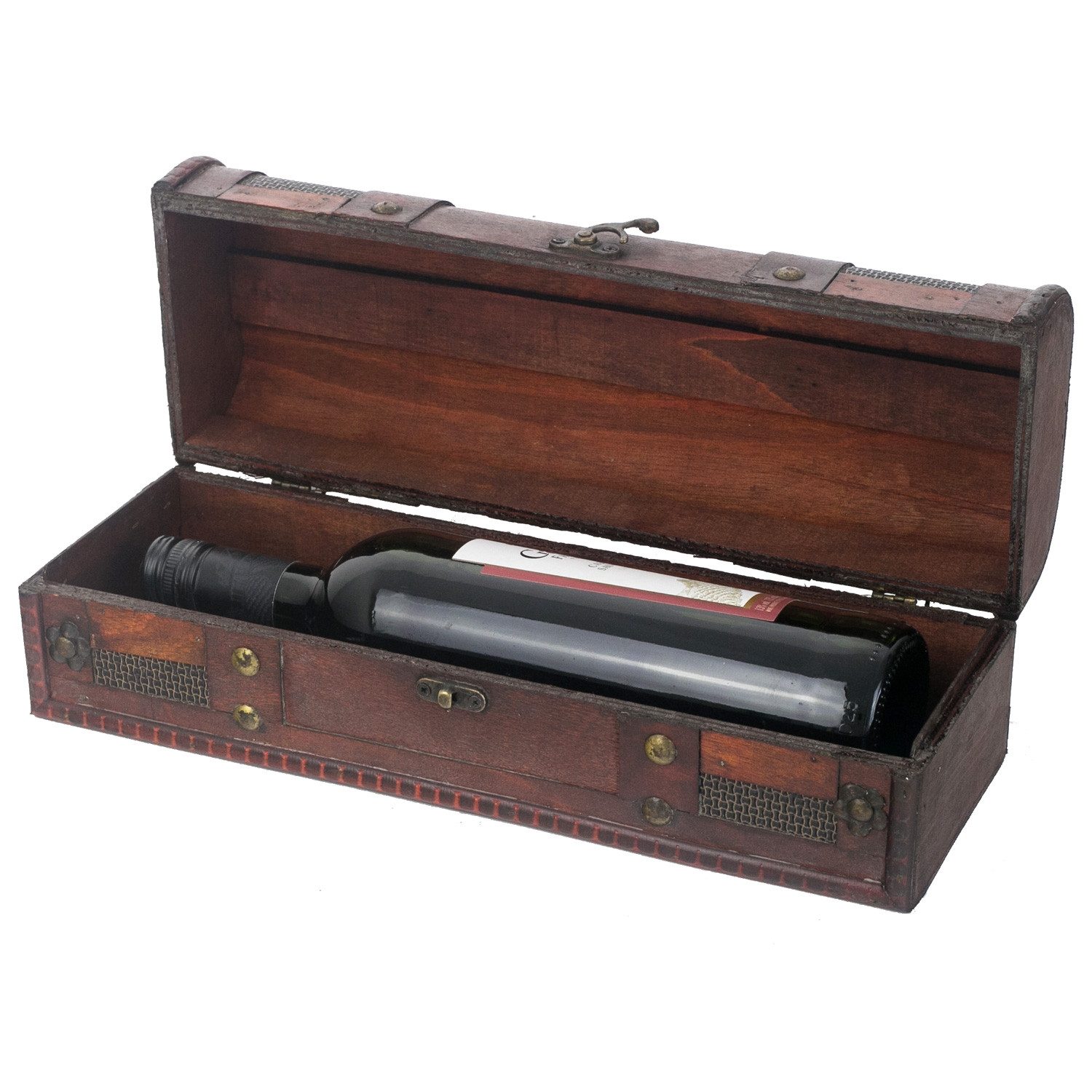 HMF Geschenkbox Vintage Weinbox, Geschenkkiste für besondere Anlässe, Deko Geschenk aus Holz für 1 Weinflasche, Querformat, Portugal