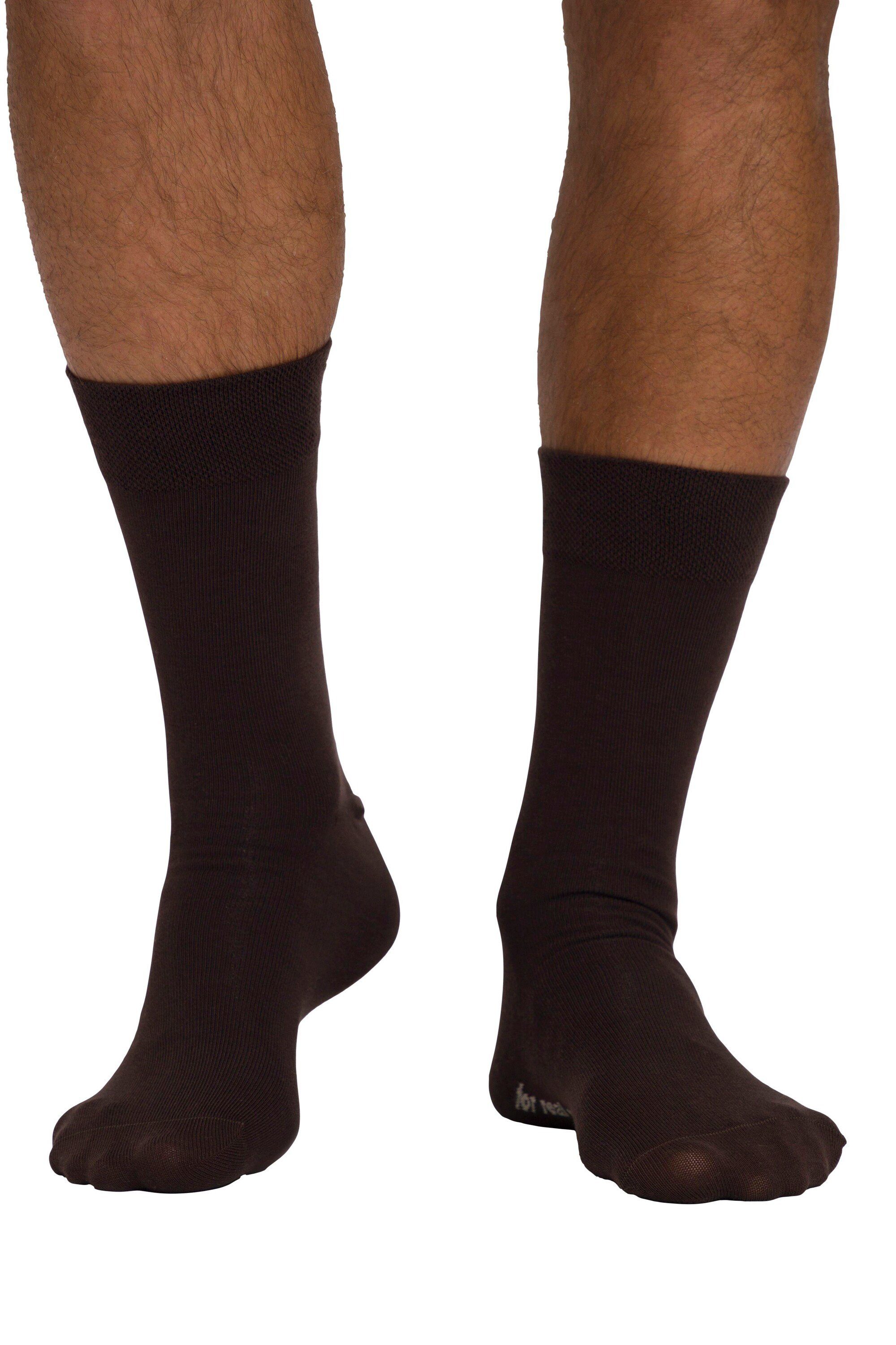 Rauten-Muster braun JP1880 Komfort-Bündchen Socken 2er-Pack (2-Paar) Basicsocken