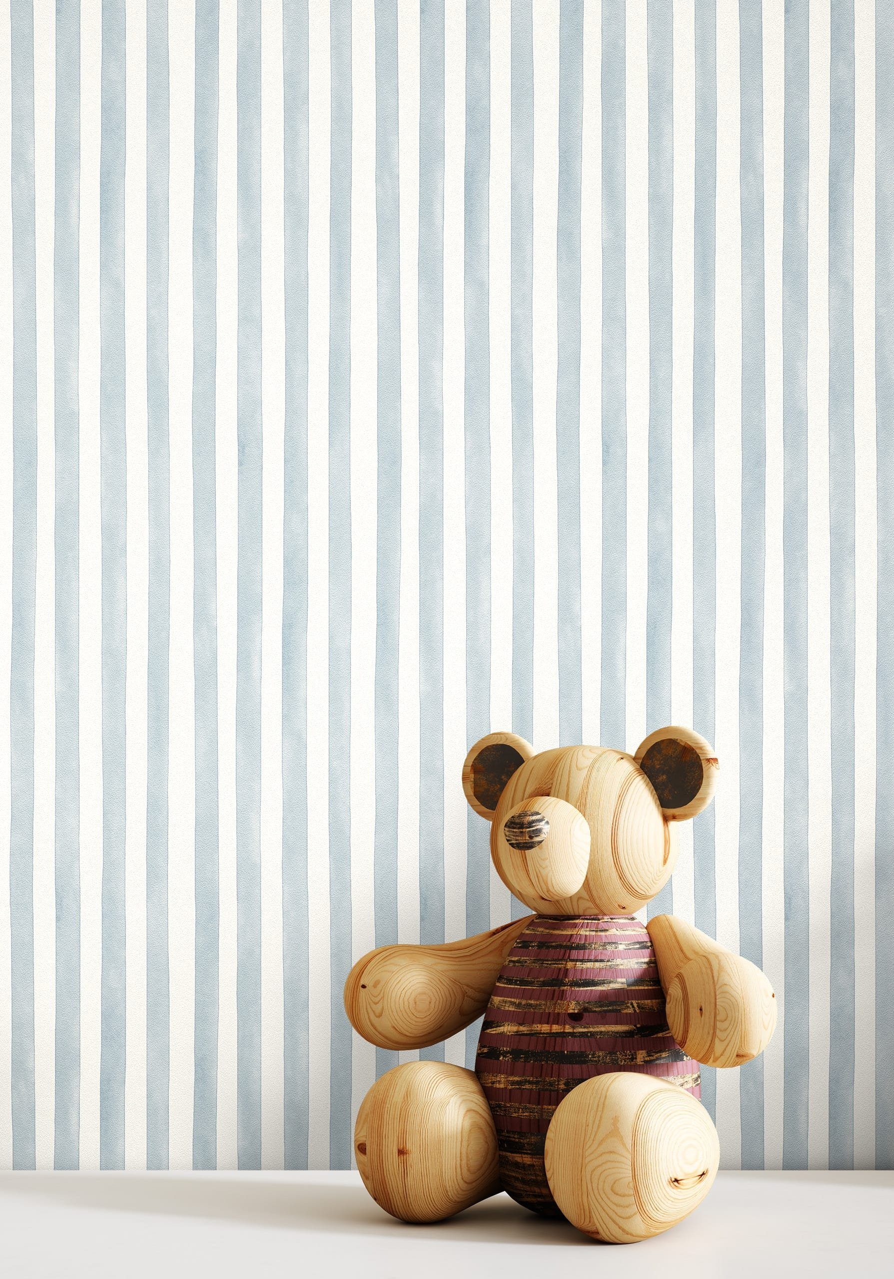 Newroom Vliestapete, Blau Tapete Kinder Streifen - Kindertapete Jugendtapet günstig online kaufen