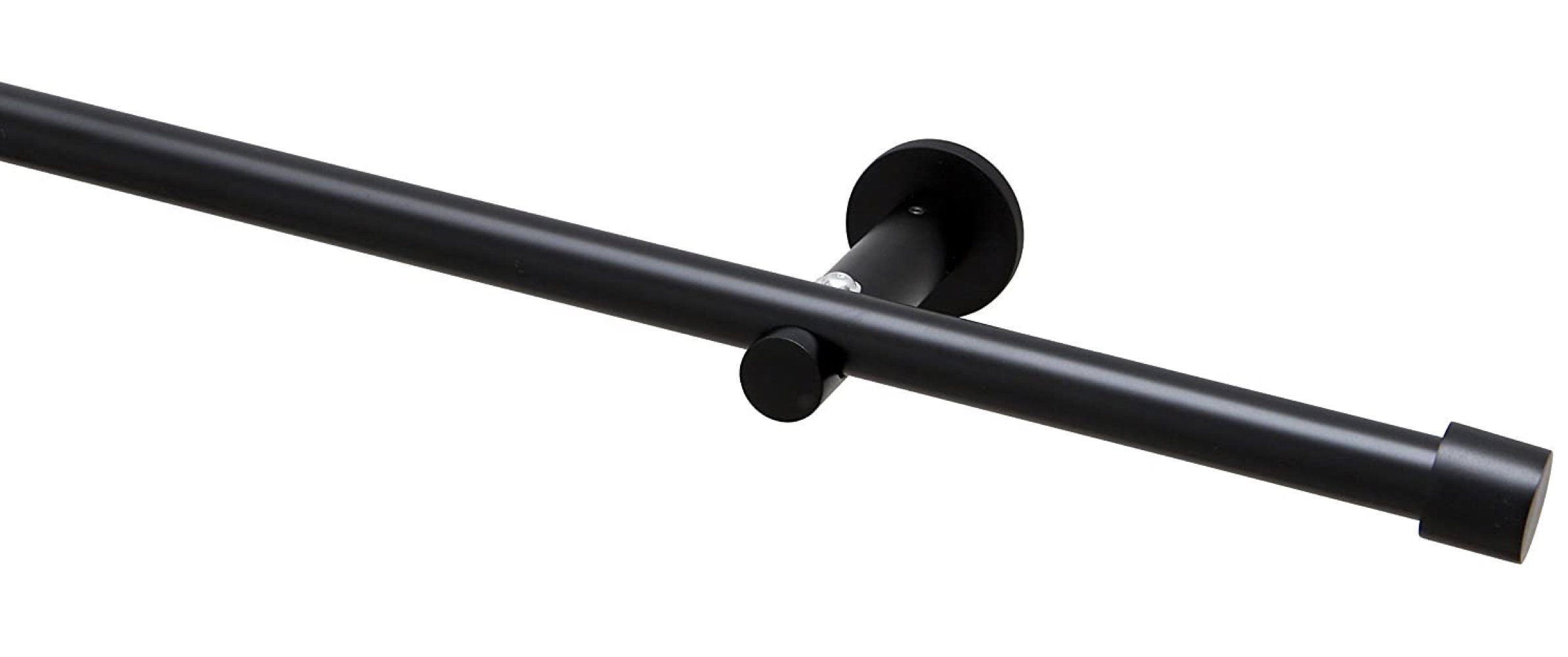 Garduna Gardinenstange Cap modern / Ø 16mm / Edelstahl-Optik / Messing-Antik / Schwarz, 1-läufig, gebohrt, Metall