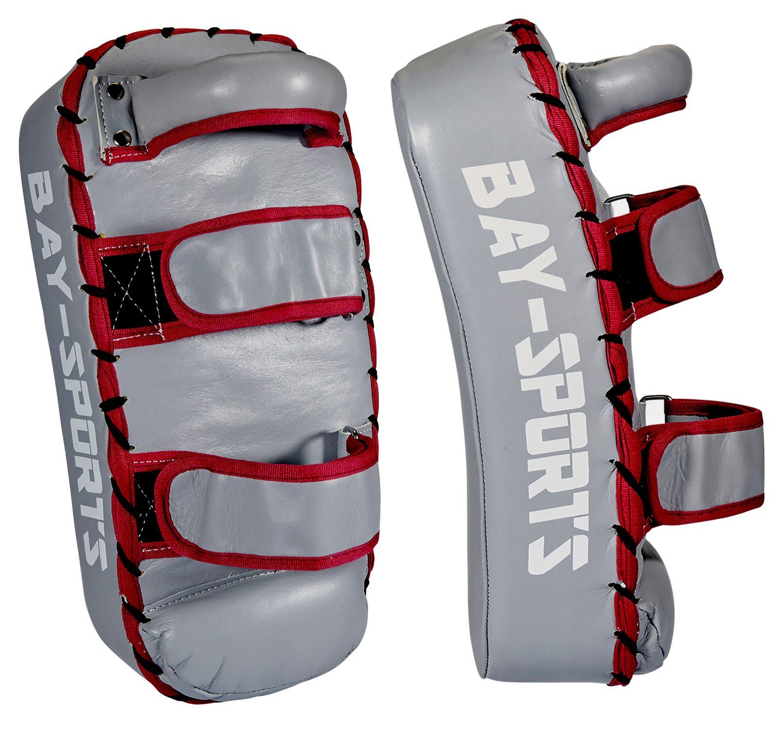 BAY-Sports Schlagpolster Arm-Schlagpolster Thai Pad SMART Pratze Thaiboxen Muay Thai Kickboxen, Echtes Leder, mit Ellbogenpolster, 33 cm SMART, gebogen