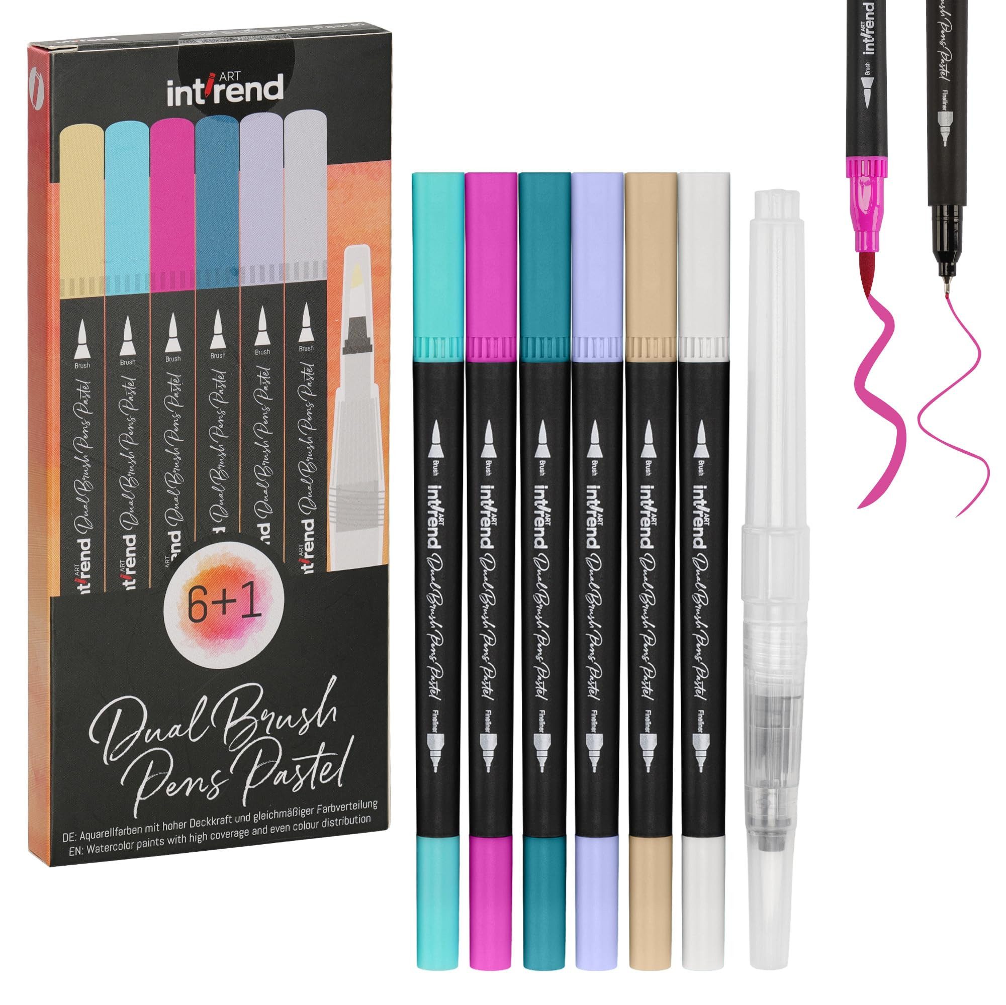 int!rend Kalligraphie-Stift Pinsel Acrylstifte für Bullet Journal - 6-Farben Pinsel Stift Set -, (7-tlg)