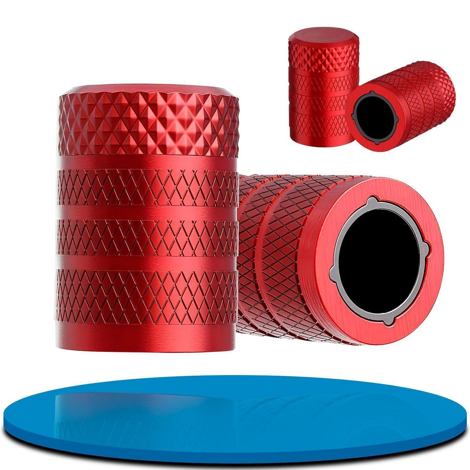 LuxusKollektion Ventilkappe Ventilkappen Auto Aluminium 4 Luftdicht UVbeständig Rot*4