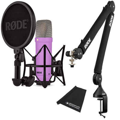 RØDE Mikrofon NT1 Signature Purple Studio-Mikrofon, Mit PSA1 PLUS Gelenkarm-Stativ Schwarz