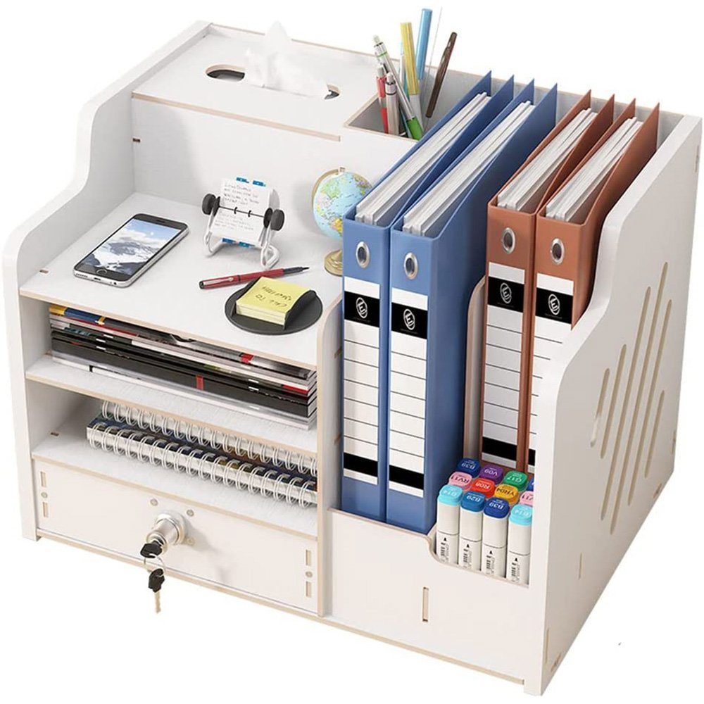 zggzerg Regal-Schreibtisch Große Schreibtisch Organizer aus Holz mit Schubl günstig online kaufen