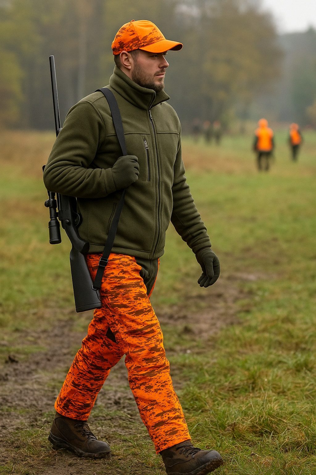 Hubertus® Hunting Beinlinge Signal-Beinlinge orange/oliv Jagd-Beilinge Drückjagd, Treibjagd NEU