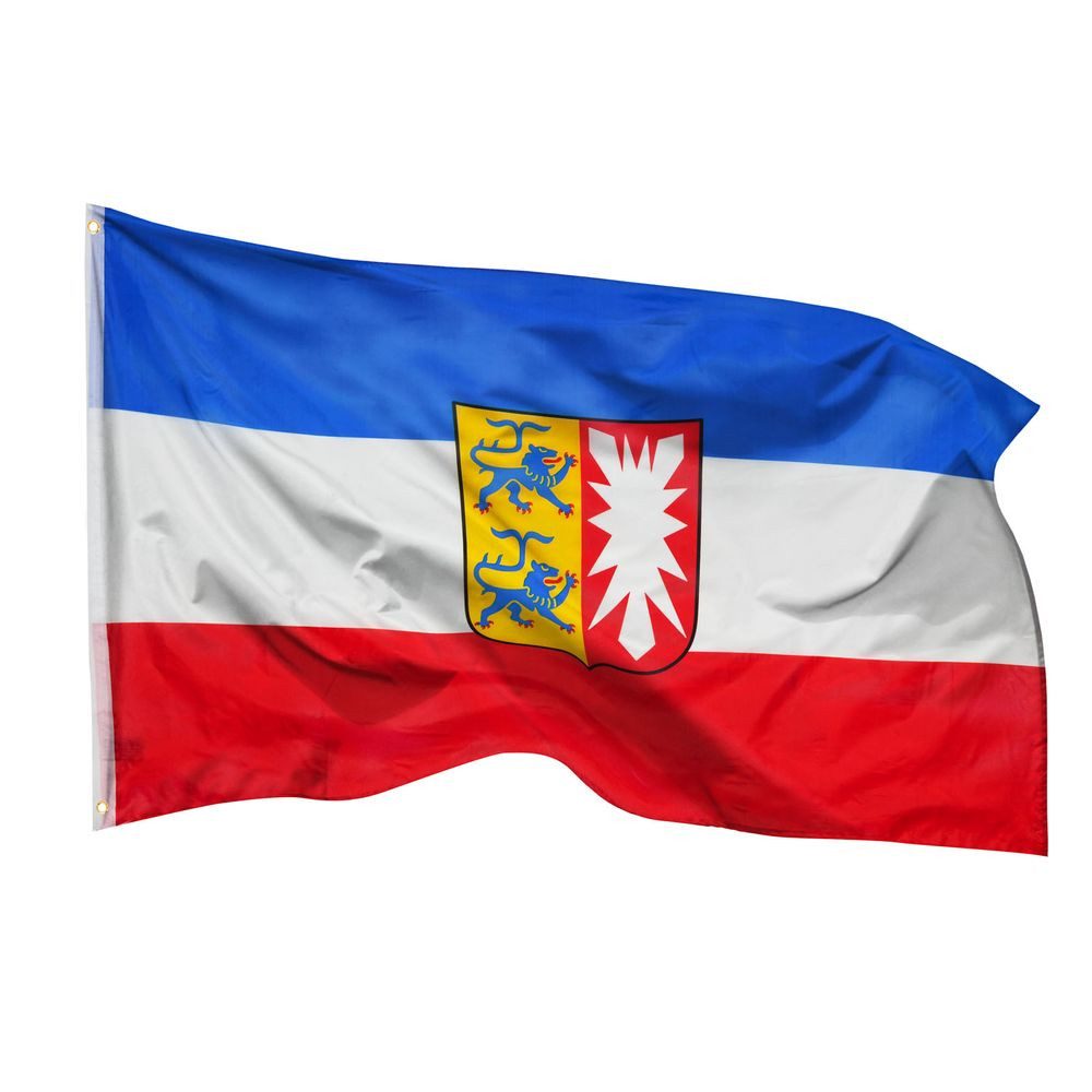 PHENO FLAGS Flagge Schleswig Holstein Flagge 90 x 150 cm Fahne Bundesländer Wappen (Hissflagge für Fahnenmast), Inkl. 2 Messing Ösen