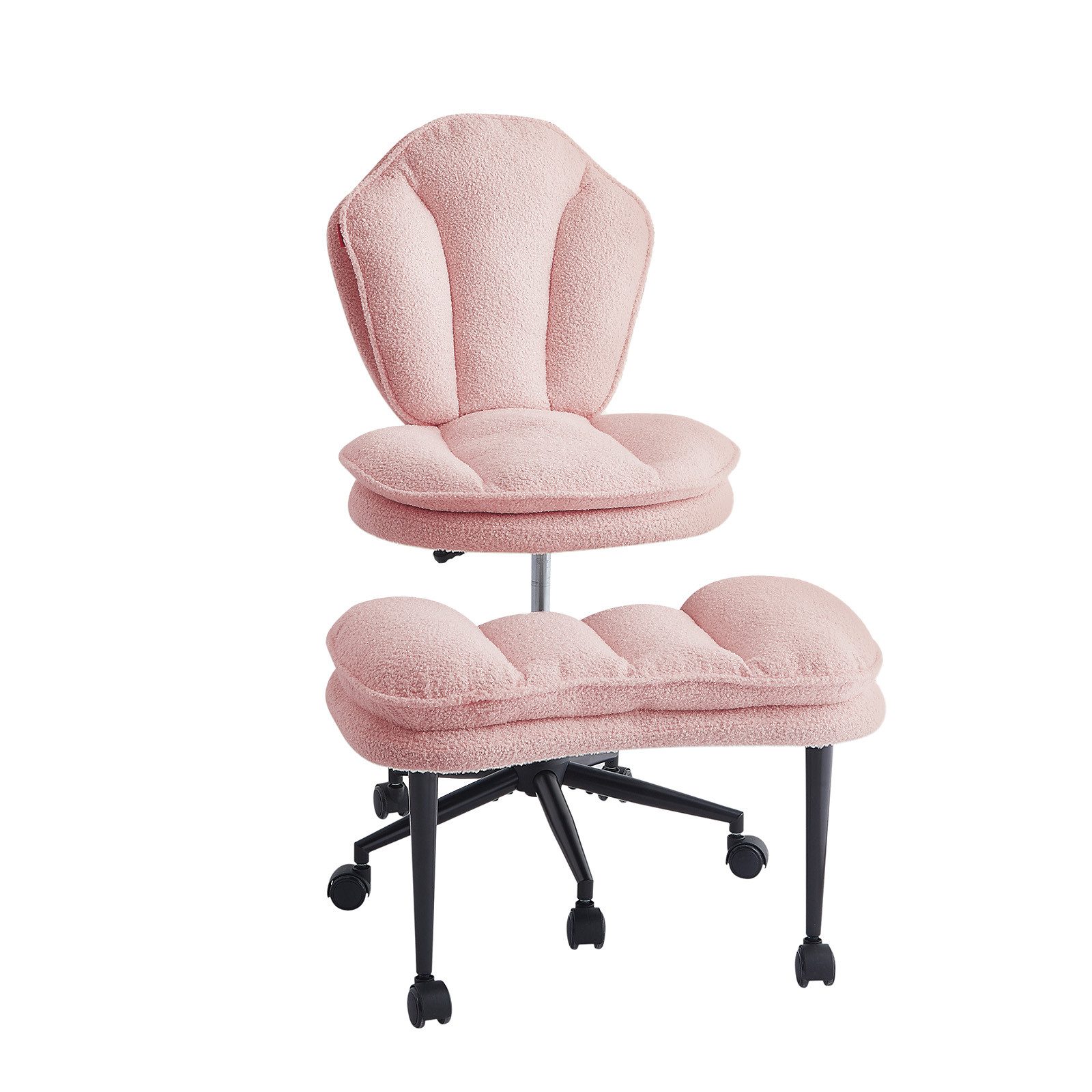 Pinmoco Polsterstuhl Bürostuhl, mehrfach drehbarer Stuhl mit Beinschwenkfunktion