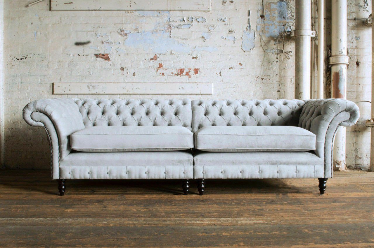 JVmoebel Chesterfield-Sofa, XXL Big Sofa Couch Chesterfield 240cm Polster Sofas 4 Sitzer Leder | Chesterfield-Sofas
