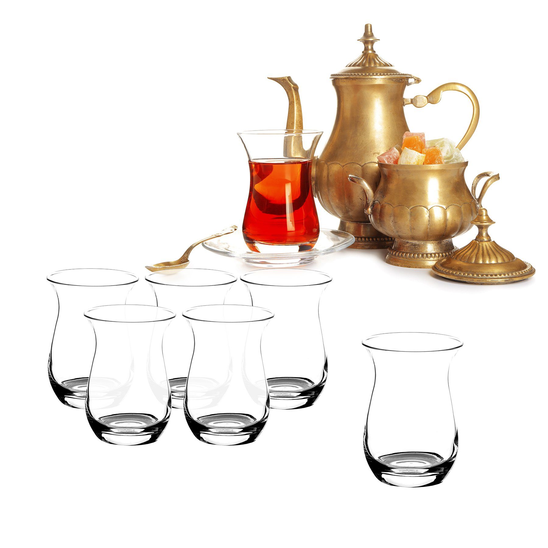 Teeglas 6er Set Türkische Teegläser 175ml Cay Gläser Chai Tee